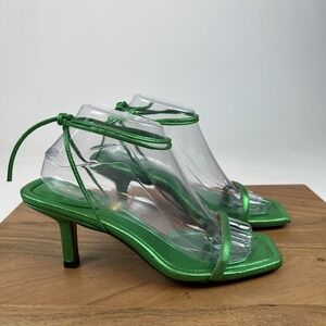 New Womens Frame Denim Le Ozzie Green Leather Strappy Sandals Size EU 39 NWOB